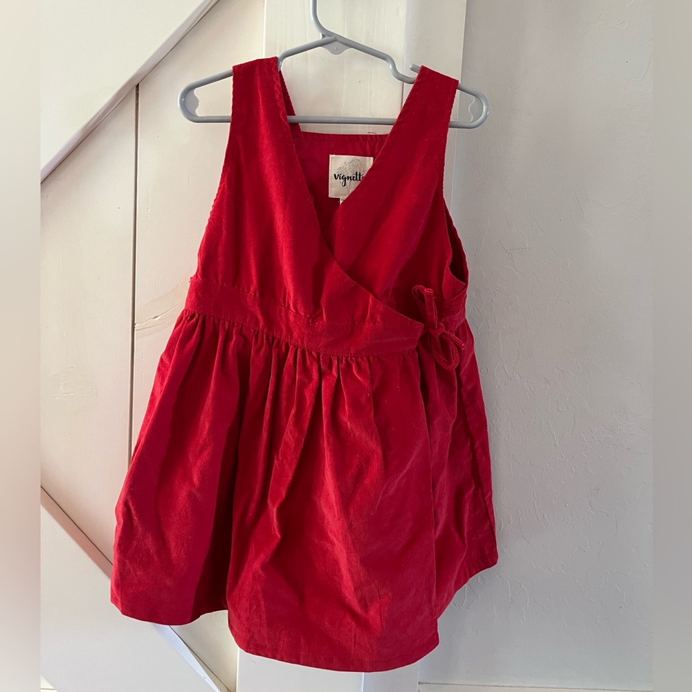Vignette Red corduroy pinafore dress size 5T